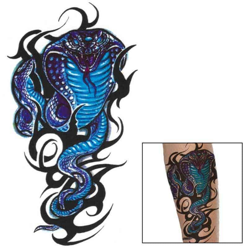 Orm Tatuering Blå Kobra (Temporär)