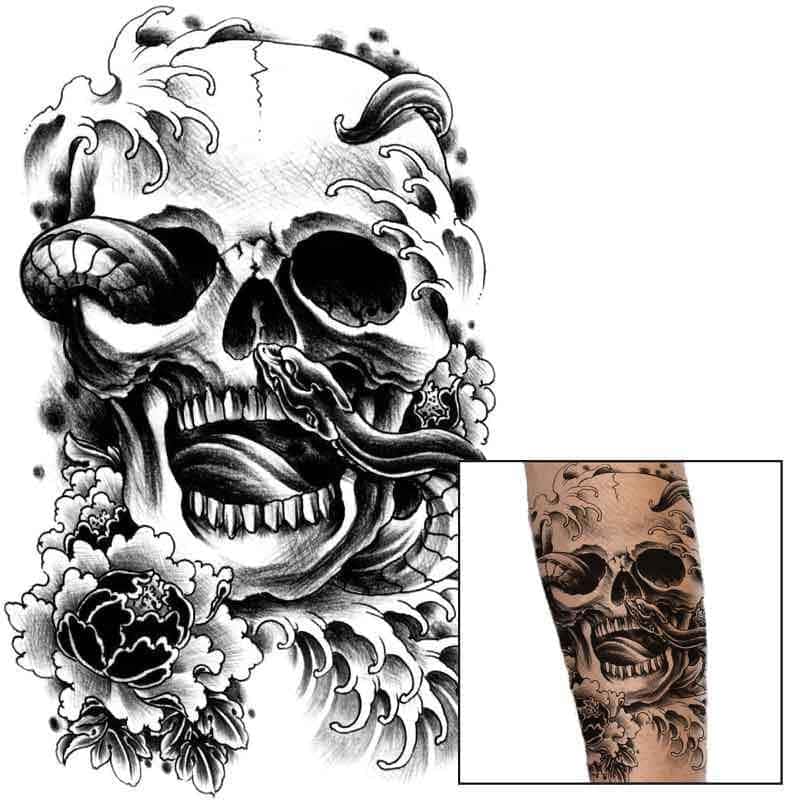 Orm Tatuering Skalle (Temporär)