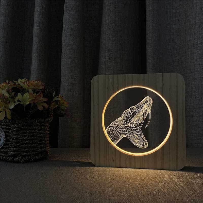 Ormlampa 3D Mamba (Trä)