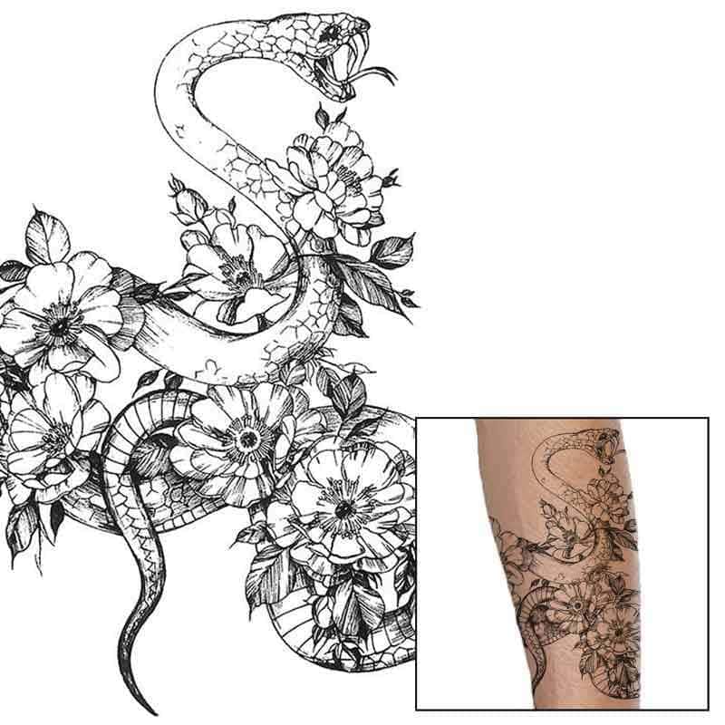 Orm Tatuering Blommande Vipera (Temporär)
