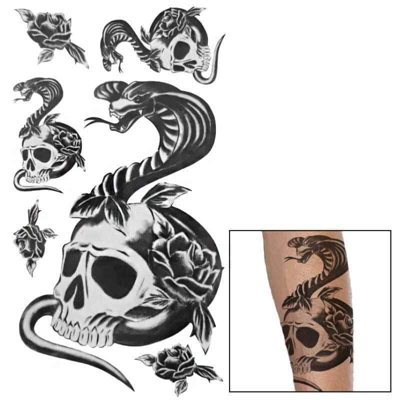 Orm Tatuering Kobraskalle (Temporär)