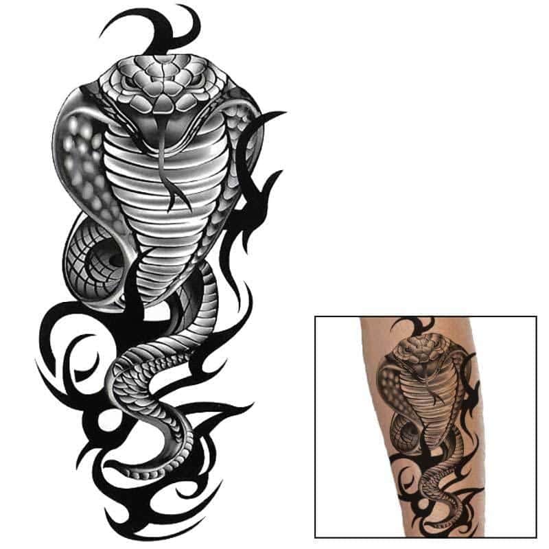 Orm Tatuering Tribal Kobra N/B (Temporär)