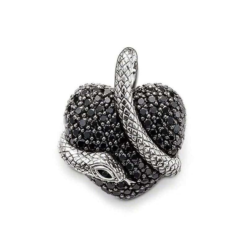 Orm Halsband Svart Hjärta (Silver)